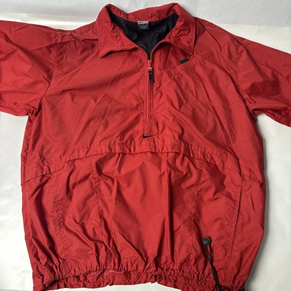 VTG Nike Anorak Windbreaker Jacket Men's L Retro Center Swoosh Cd Player Pocket